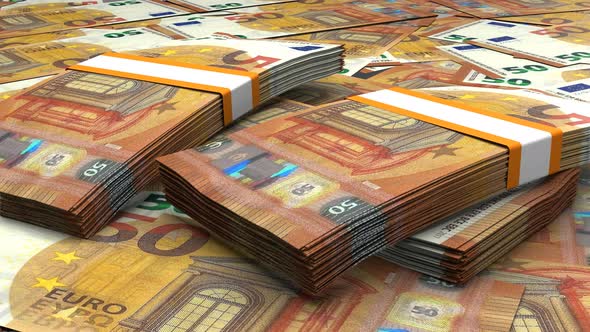 50 Euro money composition. Financial background. Many banknotes and wads of money. alt