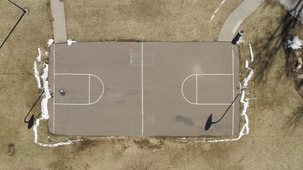Outdoor Basketball Court Urban Aerial Drone View Top Shot Empty No People alt