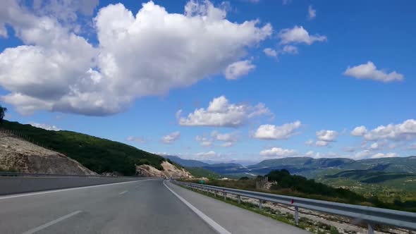 Driving scenic highway mountain road in Greece