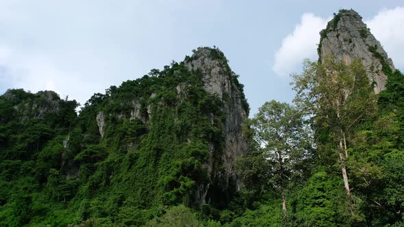 Aerial view of Limestone mountains in in Ban mung, Noen Maprang district, Phitsanulok, Thailand