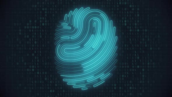 Biometric Fingerprint and Binary Code Technology Background alt