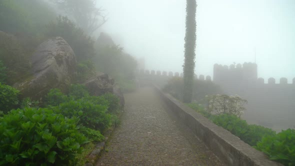 Fog Covering Whole Stone Path in Moors Castle
