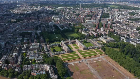 Slide and Pan Footage of Historic Buildings of Royal Hospital Chelsea and Surrounding Parks and alt