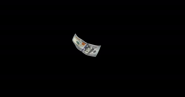 Money floats. Dollar bill. 4K