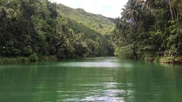 Sailing up The Loboc River, facing forwards in the Philippines alt