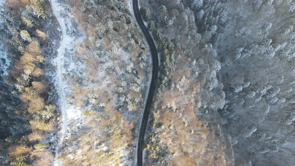 Aerial view above the Transfagarasan mountain road