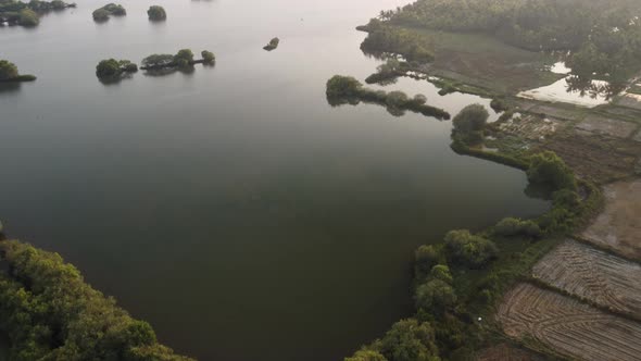 Aerial View of River at Sunset Kerala 4k alt