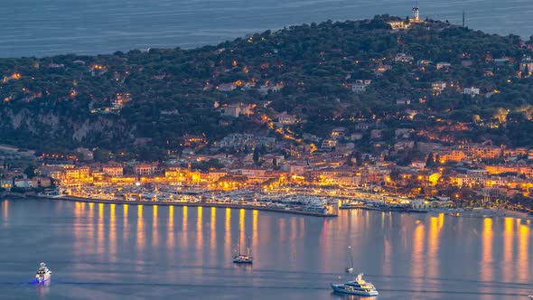 Yachts in Port of SaintJeanCapFerrat Day To Night Timelapse France alt