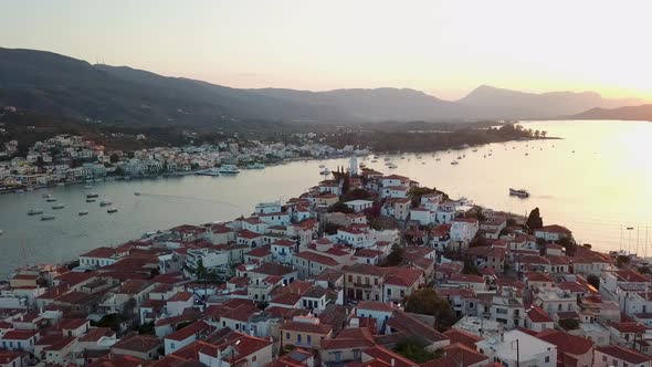 Aerial View of the Chapel on the Island of Poros. Greece in the Summer