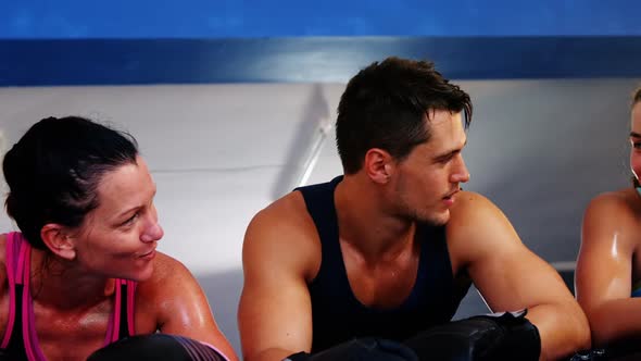 Boxers interacting with each other during break alt