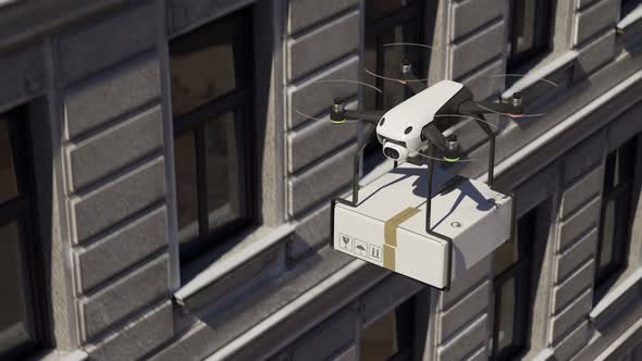 Drone package delivery Modern autonomous goods transportation. Online Order.