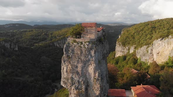 Katskhi Pillar Monastery on the Top of a Limestone Pillar Near Chiatura Georgia alt