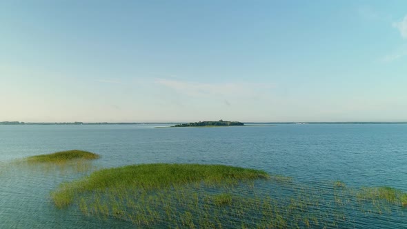 Aerial View of the Island of the Great Lake Svityaz alt