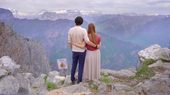 Young Couple of a Man and Woman Visit the Grlo Sokolovo Famoust Canyon at the MontenegroAlbania alt