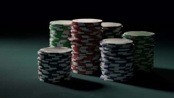 Casino chips winning and losing bet appearing and disappearing. Las Vegas games. alt