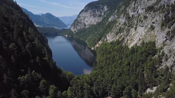 Aerial of Toplitzsee Lake, Austria alt