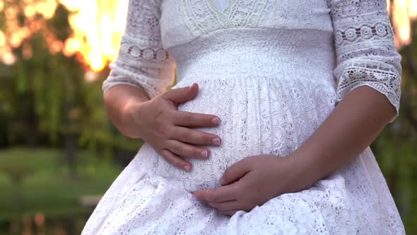 Pregnant Woman Feeling Happy at Garden Home alt