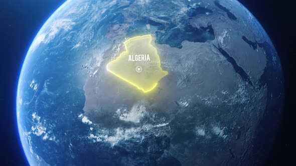 Earh Zoom In Space To Algeria Country Alpha Output
