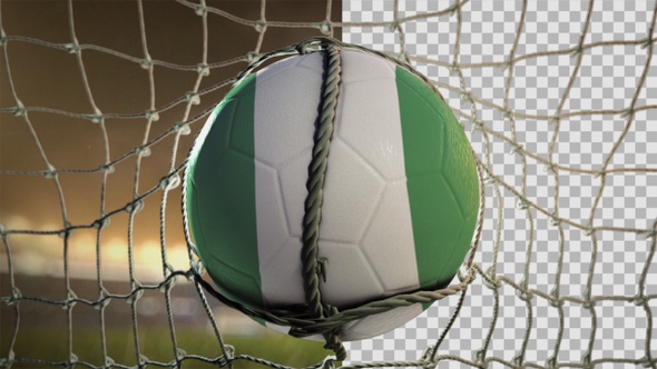 Soccer Ball Scoring Goal Night Frontal - Nigeria