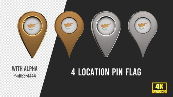 Cyprus Flag Location Pins Silver And Gold alt