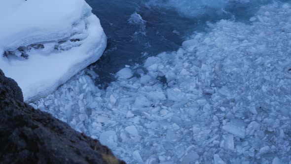 Iceland View of Swirling Ice Chunks Trapped in Strong Water Current 2