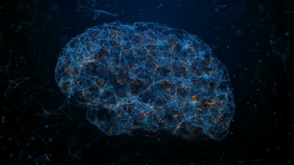 Human Brain in Bule Digital Background