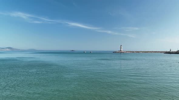 Warship on the sea horizon aerial view 4 K alt