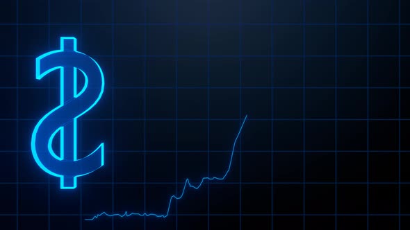 Modern Dollar sign hologram with chart going up. Digital currency concept. alt