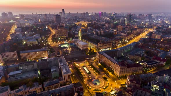 Aerial of Maydan Nezalezhnosti, the Central Square of Kiev