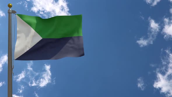 El Hierro Flag (Spain) On Flagpole alt