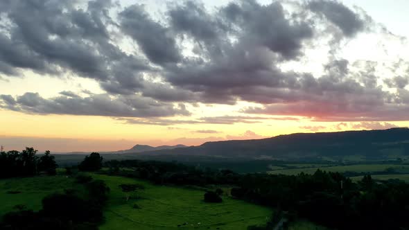 Countryside rural clouds Timelapse. Tropical scenery. Motion at blue sky. alt
