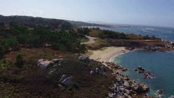 Aerial view of beach, Carreiro, Galicia, Spain alt