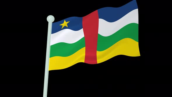 Central African Republic Flag Flying Wavy Animated Black Background alt