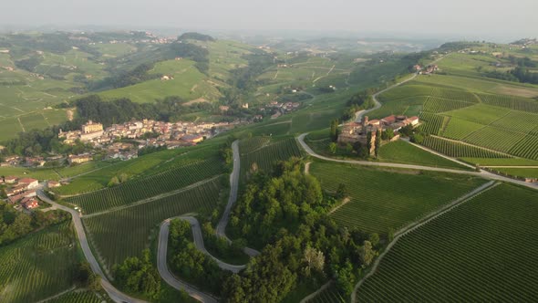 Barolo La Volta Castle Aerial View in Langhe, Piemonte alt