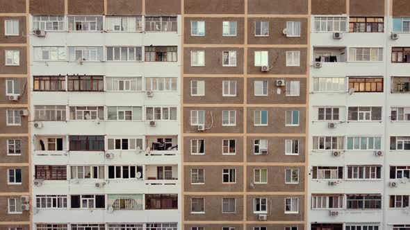 Old Panel Multistorey Houses in the Early Morning