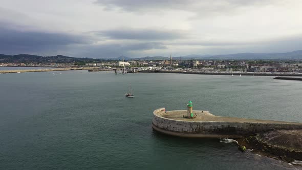 Aerial View of Sailing Boats, Ships and Yachts in Dun Laoghaire Marina Harbour, Ireland