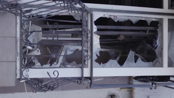 Vertical Video of Borodyanka Ukraine  Destroyed Building During the War alt