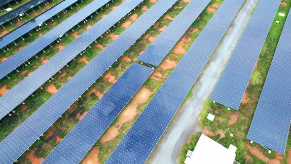 Aerial Top View of Solar Farm. drone footage. 4k alt