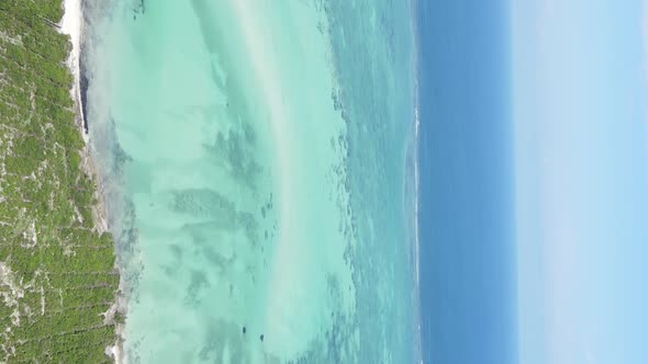 Vertical Video of the Ocean Near the Coast of Zanzibar Tanzania Aerial View alt