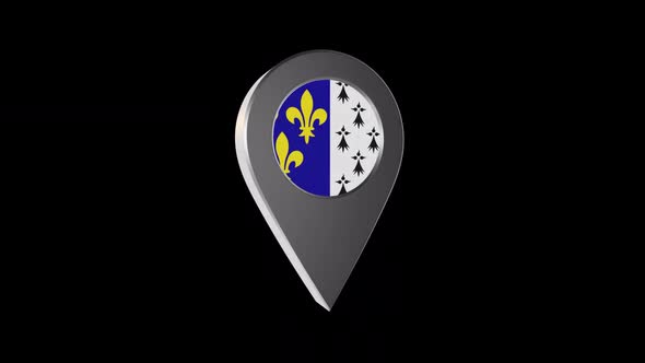 3d Animation Map Navigation Pointer With Flag Of Brest (France) With Alpha Channel - 2K alt