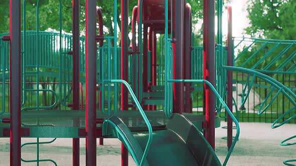 Empty Colorful Children Playground Set in Park alt