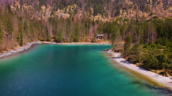 Beautiful small Lake in the Mountains Drone Video alt