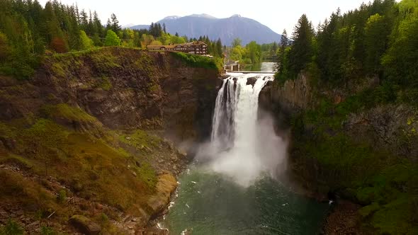 Snoqualmie Falls Aerial View Borth Bend Washington