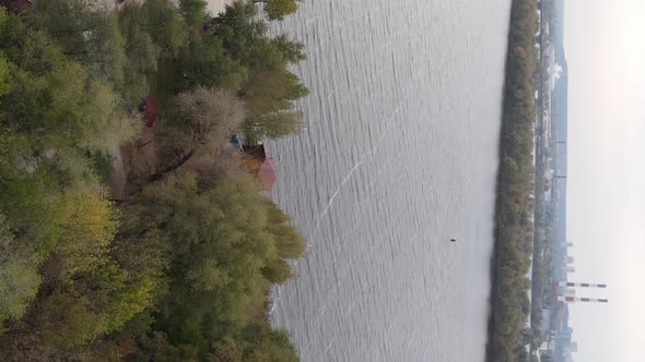 Vertical Video Aerial View of the Dnipro River  the Main River of Ukraine alt