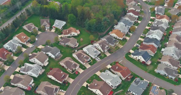 Panoramic view of a neighborhood in roofs of houses of residential area houses USA alt