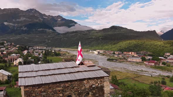 Mestia Village with Typical Tower Houses alt