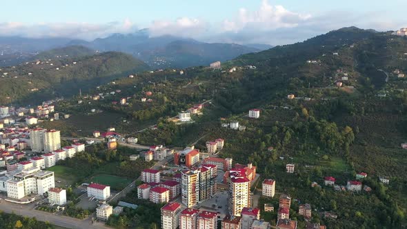 Trabzon City And Mountains Aerial View