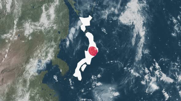 4K Globe Map of japan with a flag (Highlighted) alt