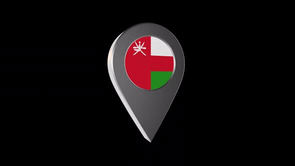 3d Animation Map Pointer With Oman Flag With Alpha Channel - 2K alt