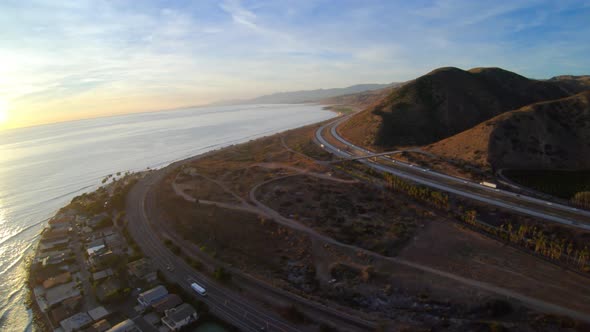 Faria Beach Park Pitas Point And Padre Juan Canyon Aerial View Flying Above Pacific Coast Highway CA alt